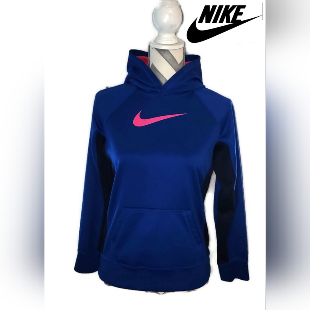 Nike Women's XL Blue Long Sleeve Hooded Running or Active Wear Top